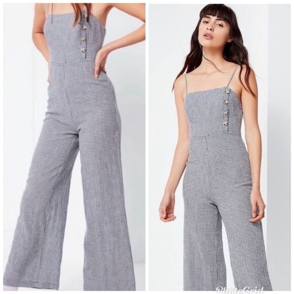 Urban Outfitters Black and White Jumpsuit with Spaghetti Straps - Picture 1 of 9